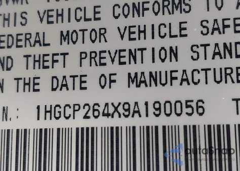2009 Honda Accord 2.4 Lx-P z USA, uszkodzony, nr VIN 1HGCP264X9A190056